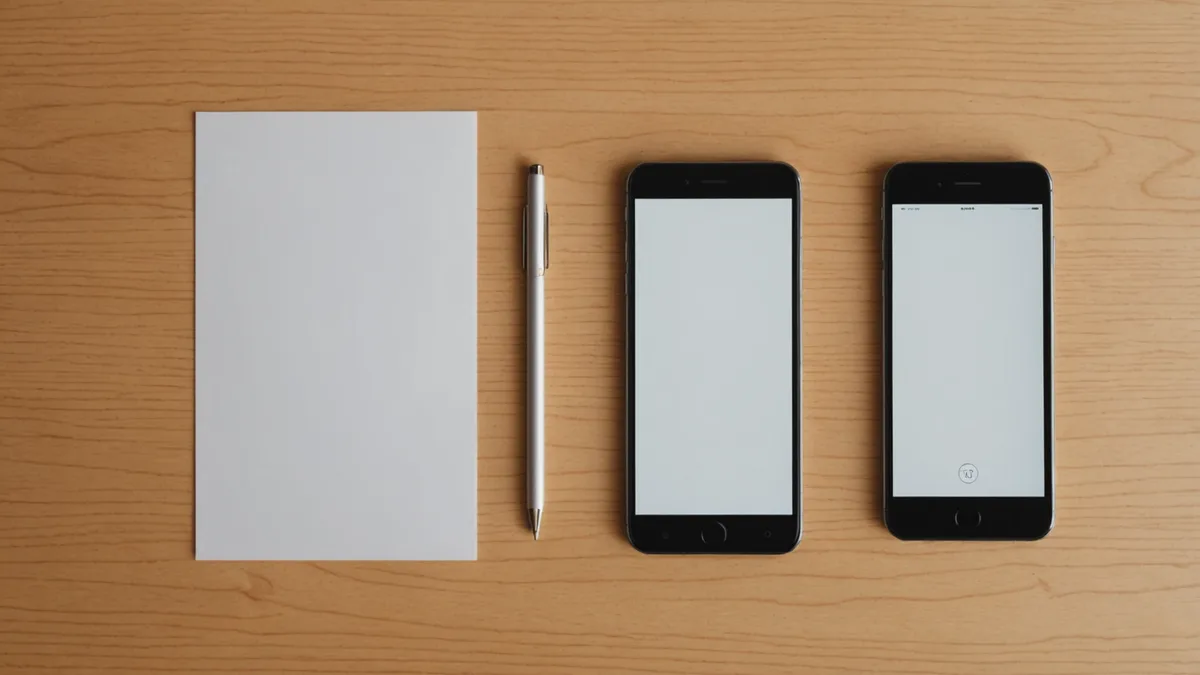Split concept: a clean smartphone screen beside a folded paper document